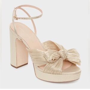 Loeffler Randall Natalia Platform Heel in Gold Lamé